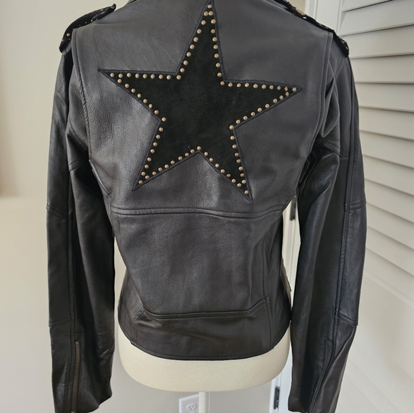CHASING UNICORNS LONE STAR LEATHER BIKER JACKET NOIR (NWT) - Picture 17 of 17
